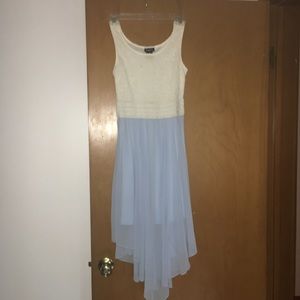 Cream and blue dress